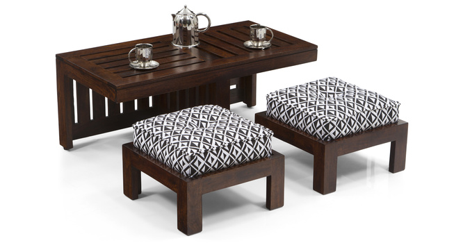 Caffino Coffee Table Set(Walnut&Black&White)
